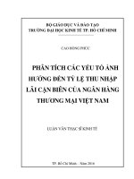 Phân tích các yếu tố ảnh hưởng đến tỷ lệ thu nhập lãi cận biên của ngân hàng thương mại việt nam 