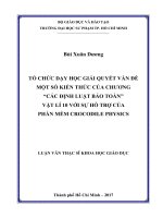 Tổ chức dạy học giải quyết vấn đề một số kiến thức của chương “Các định luật bảo toàn” Vật lí 10 với sự hỗ trợ của phần mềm Crocodile Physics (Luận văn thạc sĩ)