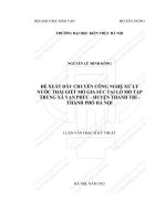 Đề xuất dây chuyền công nghệ xử lý nước thải giết mổ gia súc tại lò mổ tập trung xã vạn phúc   huyện thanh trì   thành phố hà nội (tt) 