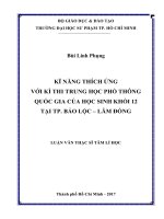 Kĩ năng thích ứng với kì thi trung học phổ thông quốc gia của học sinh khối 12 tại thành phố Bảo Lộc – Lâm Đồng (Luận văn thạc sĩ)