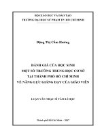 Đánh giá của học sinh một số trường trung học cơ sở tại thành phố Hồ Chí Minh về năng lực giảng dạy của giáo viên (Luận văn thạc sĩ)