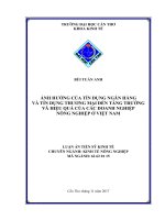 Ảnh hưởng của tín dụng ngân hàng và tín dụng thương mại đến tăng trưởng và hiệu quả của các doanh nghiệp nông nghiệp ở Việt Nam