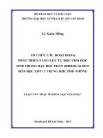 Tổ chức các hoạt động phát triển năng lực tự học cho học sinh trong dạy học Hóa học phần Hiđrocacbon lớp 11  Trung học phổ thông (Luận văn thạc sĩ)