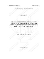 Nâng cao hiệu quả giảm thất thoát nước trong mạng lưới cấp nước quận liên chiểu, thành phố đà nẵng bằng pháp phân vùng tách mạng (tt) 
