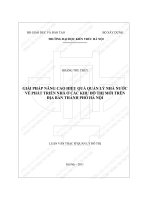 Giải pháp nâng cao hiệu quả quản lý nhà nước về phát triển nhà ở tại các khu đô thị mới trên địa bàn thành phố hà nội (tt) 