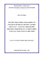 TỔ CHỨC HOẠT ĐỘNG NGOẠI KHÓA VỀ ỨNG DỤNG KĨ THUẬT CHƯƠNG “CƠ HỌC CHẤT LƯU”  VẬT LÍ 10 THEO HƯỚNG PHÁT HUY TÍNH TÍCH CỰC VÀ PHÁT TRIỂN NĂNG LỰC SÁNG TẠO CỦA HỌC SINH