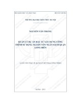 Quản lý dự án đầu tư xây dựng công trình sử dụng nguồn vốn ngân sách quận long biên (tt) 