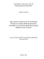 Thực trạng và một số yếu tố ảnh hưởng đến quản lý trang thiết bị chẩn đoán tại 4 khoa cận lâm sàng bệnh viện đa khoa tỉnh hậu giang 