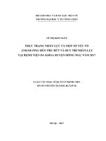 Thực trạng nhân lực và một số yếu tố ảnh hưởng đến thu hút và duy trì nhân lực tại bệnh viện đa khoa huyện hồng ngự 