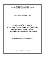 Nhận thức xã hội của học sinh một số trường trung học phổ thông tại thành phố Hồ Chí Minh (Luận văn thạc sĩ)