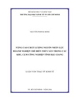 Nâng cao chất lượng nguồn nhân lực doanh nghiệp chế biến thủy sản trong các khu, cụm công nghiệp tỉnh hậu giang 