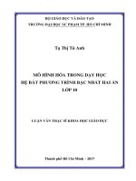 Mô hình hóa trong dạy học hệ bất phương trình bậc nhất hai ẩn lớp 10 (Luận văn thạc sĩ)