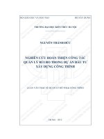 Nghiên cứu hoàn thiện công tác quản lý rủi ro trong dự án đầu tư xây dựng công trình (tt) 