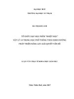 TỔ CHỨC DẠY HỌC PHẦN “NHIỆT HỌC” VẬT LÝ 10 TRUNG HỌC PHỔ THÔNG THEO ĐỊNH HƯỚNG PHÁT TRIỂN NĂNG LỰC GIẢI QUYẾT VẤN ĐỀ