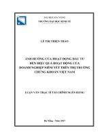 Ảnh hưởng của hoạt động đầu tư đến hiệu quả của hoạt động của doanh nghiệp niêm yết trên thị trường chứng khoán việt nam