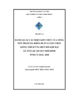 LUẬN văn LUẬT THƯƠNG mại ĐÁNH GIÁ sự cải THIỆN KIẾN THỨC của NÔNG dân THAM GIA KHÓA HUẤN LUYỆN CHỌN GIỐNG THÍCH ỨNG BIẾN đổi KHÍ hậu xã tân lộc HUYỆN THỚI BÌNH TỈNH cà MAU, 2010 