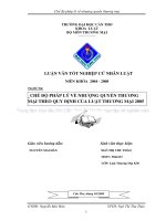 LUẬN văn LUẬT THƯƠNG mại CHẾ độ PHÁP lý về NHƯỢNG QUYỀN THƯƠNG mại THEO QUY ĐỊNH của LUẬT THƯƠNG mại 2005 