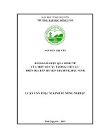 Đánh giá hiệu quả kinh tế của một số cây trồng chủ lực trên địa bàn huyện Gia Bình, tỉnh Bắc Ninh (Luận văn thạc sĩ)