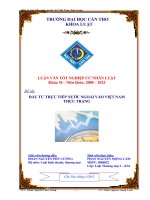 LUẬN văn LUẬT THƯƠNG mại đầu tư TRỰC TIẾP nước NGOÀI vào VIỆT NAM THỰC TRẠNG 