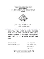 LUẬN văn LUẬT THƯƠNG mại BIỆN PHÁP PHÁP lý TĂNG CƯỜNG THU hút đầu tư vào KHU CHẾ XUẤT   KHU CÔNG NGHIỆP ởnớc TA và THỰC TIỄN tại các KHU CHẾ XUẤT  KHU CÔNG NGHIỆP cần THƠ 