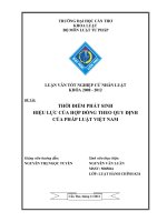 LUẬN văn LUẬT HÀNH CHÍNH THỜI điểm PHÁT SINH HIỆU lực của hợp ĐỒNG THEO QUY ĐỊNH của PHÁP LUẬT VIỆT NAM 