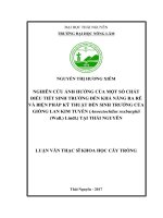 Nghiên cứu ảnh hưởng của một số chất điều tiết sinh trưởng đến khả năng ra rễ và biện pháp kỹ thuật đến sinh trưởng của giống lan Kim tuyến (Anoectochilus roxburghii (Wall.) Lindl.) tại Thái Nguyên (Luận văn thạc sĩ)