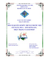 LUẬN văn LUẬT THƯƠNG mại bảo vệ QUYỀN sở hữu TRÍ TUỆ TRƯỚC VIỆC sản XUẤT, MUA   bán HÀNG GIẢ  THỰC TRẠNG và GIẢI PHÁP 