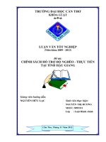 LUẬN văn LUẬT HÀNH CHÍNH CHÍNH SÁCH hỗ TRỢ hộ NGHÈO   THỰC TIỄN tại TỈNH hậu GIANG 