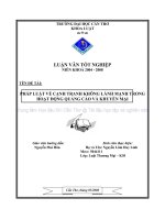 LUẬN văn LUẬT THƯƠNG mại PHÁP LUẬT về CẠNH TRANH KHÔNG LÀNH MẠNH TRONG HOẠT ĐỘNG QUẢNG cáo và KHUYẾN mại 