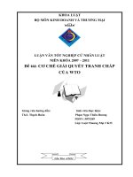 LUẬN văn LUẬT THƯƠNG mại cơ CHẾ GIẢI QUYẾT TRANH CHẤP của WTO 