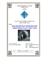 LUẬN văn LUẬT THƯƠNG mại bảo hộ bí mật KINH DOANH THEO PHÁP LUẬT VIỆT NAM 