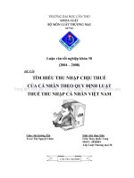 LUẬN văn LUẬT THƯƠNG mại tìm HIỂU THU NHẬP CHỊU THUẾ của cá NHÂN THEO QUY ĐỊNH LUẬT THUẾ THU NHẬP cá NHÂN VIỆT NAM 