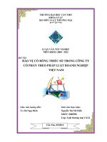 LUẬN văn LUẬT THƯƠNG mại bảo vệ cổ ĐÔNG THIỂU số TRONG CÔNG TY cổ PHẦN THEO PHÁP LUẬT DOANH NGHIỆP VIỆT NAM 