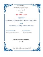 HỌC PHẦN KHAI THÁC VÀ SỬ DỤNG PHẦN MỀM DẠY HỌC VẬT LÍ Đề tài KHAI THÁC VÀ SỬ DỤNG PHẦN MỀM SPSS