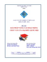 LUẬN văn LUẬT THƯƠNG mại GIẢI PHÁP NÂNG CAO HOẠT ĐỘNG CHẤT vấn của đại BIỂU QUỐC hội 