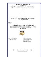 LUẬN văn LUẬT THƯƠNG mại QUẢN lý NHÀ nước về ĐĂNG kí KINH DOANH và HÀNH NGHỀ y, dược tư NHÂN 