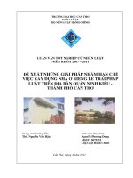 LUẬN văn LUẬT HÀNH CHÍNH đề XUẤT NHỮNG GIẢI PHÁP NHẰM hạn CHẾ VIỆC xây DỰNG NHÀ ở RIÊNG lẻ TRÁI PHÁP LUẬT TRÊN địa bàn QUẬN NINH KIỀU   THÀNH PHỐ cần THƠ 