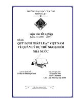 LUẬN văn LUẬT THƯƠNG mại QUY ĐỊNH PHÁP LUẬT VIỆT NAM về QUẢN lý dự TRỮ NGOẠI hối NHÀ nước 