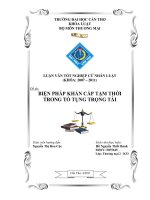 LUẬN văn LUẬT THƯƠNG mại BIỆN PHÁP KHẨN cấp tạm THỜI  TRONG tố TỤNG TRỌNG tài 