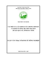 Vai trò của cây khoai tây trong sinh kế và kinh tế nông hộ trên địa bàn huyện Quế Võ, tỉnh Bắc Ninh (Luận văn thạc sĩ)