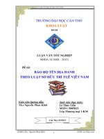 LUẬN văn LUẬT THƯƠNG mại bảo hộ tên địa DANH THEO LUẬT sở hữu TRI ́ TUÊ ̣ VIÊ ̣ t NAM 