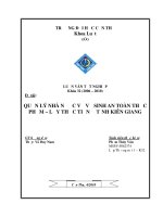 LUẬN văn LUẬT THƯƠNG mại QUẢN lý NHÀ nước về vệ SINH AN TOÀN THỰC PHẨM – lấy THỰC TIỄN ở TỈNH KIÊN GIANG 