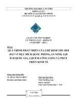 LUẬN văn LUẬT HÀNH CHÍNH quá trình phát triển của chế định thu hồi đất vì mục đích quốc phòng, an ninh, lợi ích quốc gia, lợi ích công cộng và phát triển kinh tế 