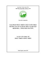 Giải pháp phát triển chăn nuôi theo hướng sản xuất hàng hóa tại huyện Định Hóa, tỉnh Thái Nguyên (Luận văn thạc sĩ)