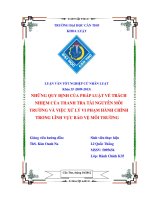 LUẬN văn LUẬT HÀNH CHÍNH NHỮNG QUY ĐỊNH của PHÁP LUẬT về TRÁCH NHIỆM của THANH TRA tài NGUYÊN môi TRƯỜNG và VIỆC xử lý VI PHẠM HÀNH CHÍNH TRONG LĨNH vực bảo vệ môi TRƯỜNG 