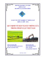 LUẬN văn LUẬT HÀNH CHÍNH QUY ĐỊNH về bảo vệ đất TRỒNG lúa TRONG PHÁP LUẬT VIỆT NAM 