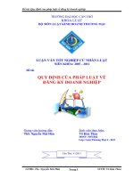 LUẬN văn LUẬT THƯƠNG mại QUY ĐỊNH của PHÁP LUẬT về ĐĂNG ký DOANH NGHIỆP 