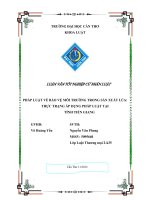 LUẬN văn LUẬT THƯƠNG mại PHÁP LUẬT về bảo vệ môi TRƯỜNG TRONG sản XUẤT lúa THỰC TRẠNG áp DỤNG PHÁP LUẬT tại TỈNH TIỀN GIANG 
