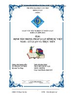 LUẬN văn LUẬT HÀNH CHÍNH ĐỊNH tội TRONG PHÁP LUẬT HÌNH sự VIỆT NAM – lý LUẬN và THỰC TIỄN 