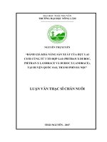 Đánh giá khả năng sản xuất của đực lai cuối cùng từ 3 tổ hợp lai (Pietran x Duroc, Pietranx Landrace và Duroc x Landrace) tại huyện Quốc Oai, thành phố Hà Nội (Luận văn thạc sĩ)